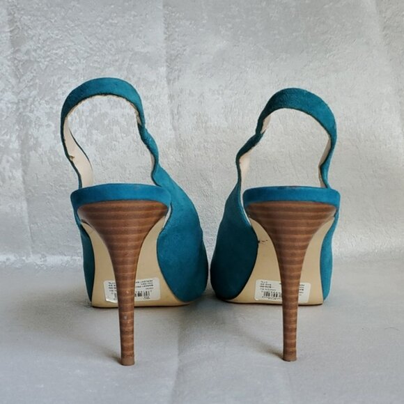 NINE WEST Teal Suede Leather Upper Slingback Heels SIZE: 9M - Picture 12 of 14